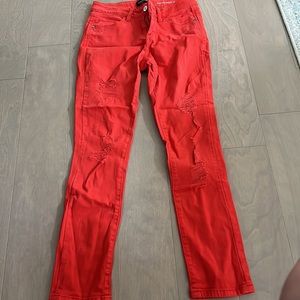 Bebe skinny stretch heartbreaker jeans in poppy red size 26
